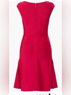 Herve Leger Fitted Cap-Sleeve Pink-Red Midi Dress